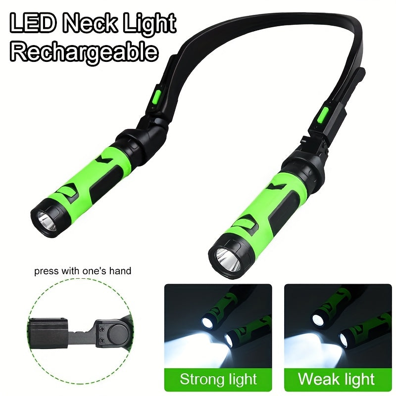 1PC MACROCOSM Hands-Free LED Neck Flashlight USB Rechargeable 380 Brightness Headlight 120° Adjustable Gooseneck Portable Light for Camping Hiking Running Dog Walking