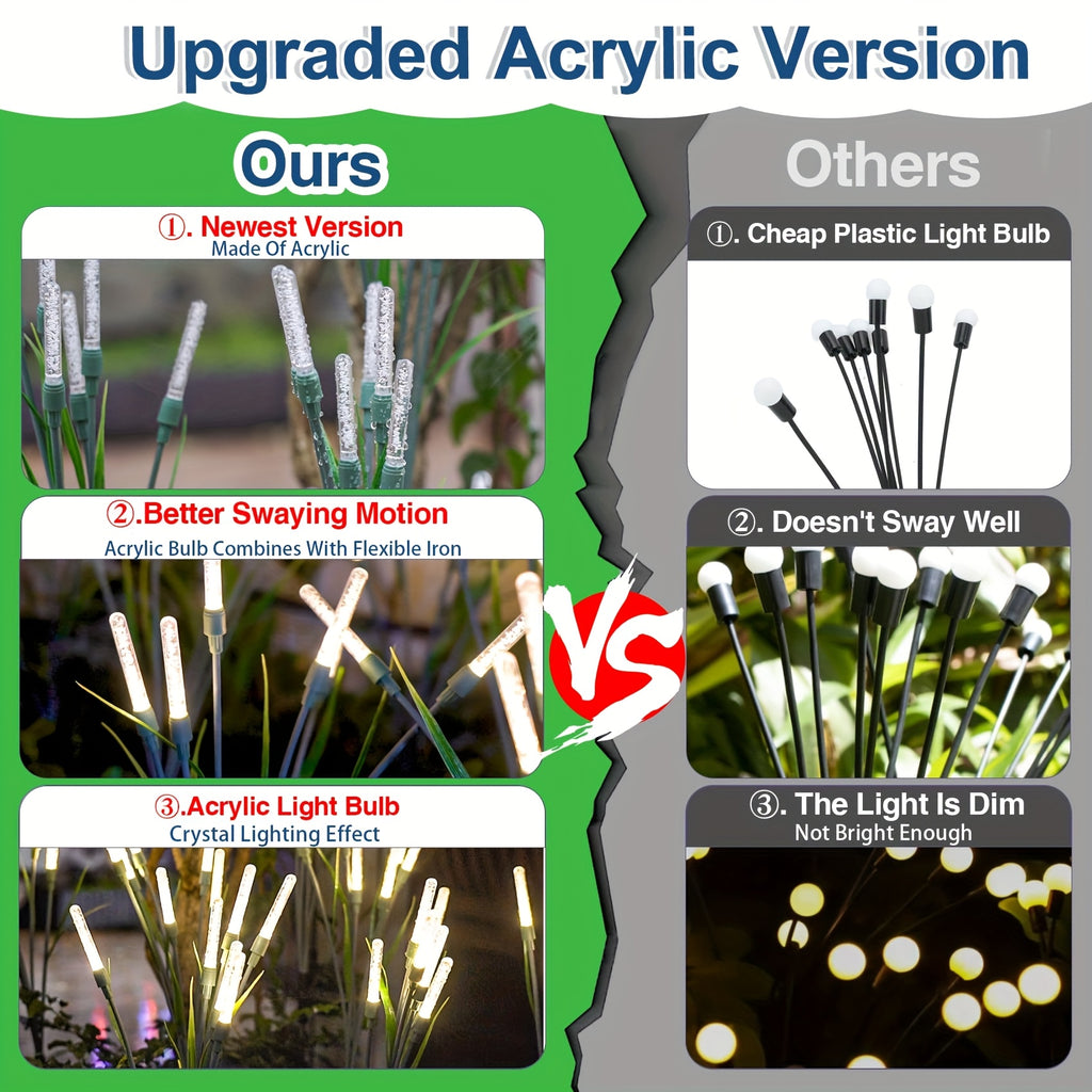 4 Pack Solar Light Outdoor Waterproof - Bubble Path Light for Garden Yard Decoration, Auto On/Off Dusk to Dawn, IP44 Acrylic Ground Insert Light, Warm White Solar LED, Perfect for Driveway Walkway Patio - Solar Reed Light