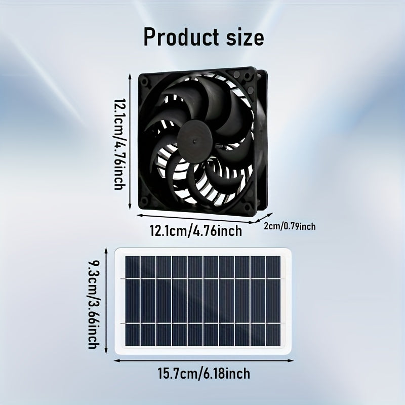 2W Portable Solar Fan, Solar Panel Combination Portable Cooling Fan, Photovoltaic Solar Panel, Suitable for Greenhouse Pet Ventilation, Outdoor Camping or Home Use | Solar Powered Electric Fan, IP65