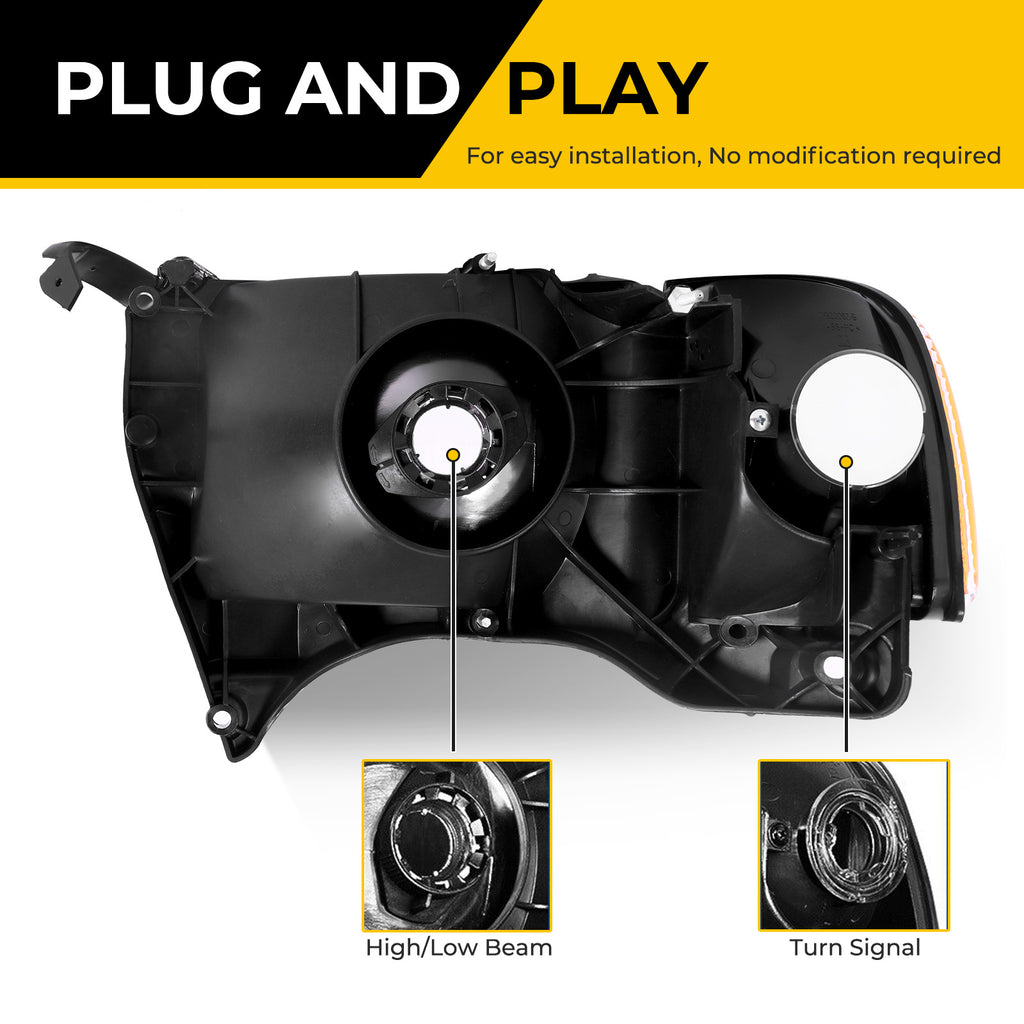 Headlight Assembly for Dodge RAM 1500/2500/3500 (1994-2002) - Direct Replacement Headlight with Clear Lens (Bulbs Not Included), Compatible with Part Numbers 55076749AD/AO, 55076748AD/AO, for Pickup Trucks