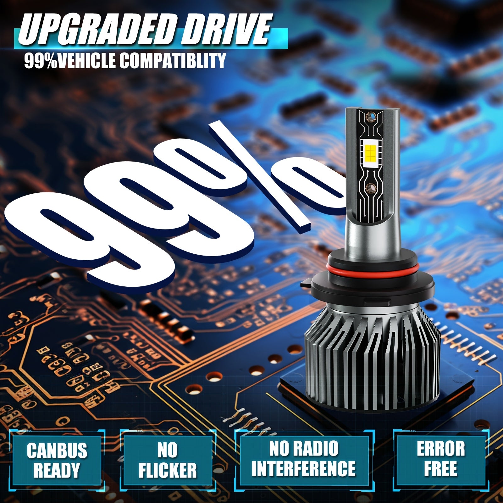 2-Pack 9005 Headlight LED Car Headlight Bulb Set High Beam 6500K Super Bright 26000Lm, No Battery Included