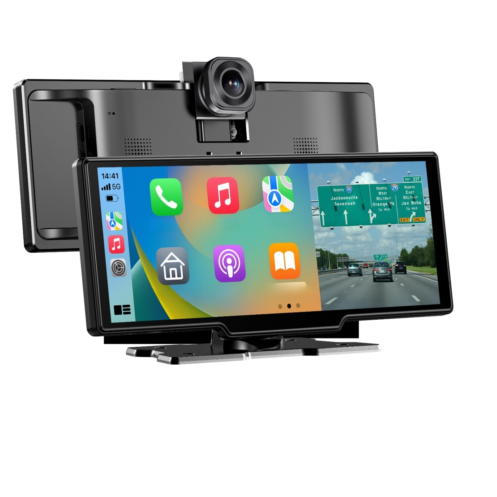 10.26-Inch Screen Car Player Portable Car Monitor Car DVR Recorder Supports Rear Camera for Android Auto with Voice Control Front Camera, Vehicle Monitor, Dash Cam, Stylish Car Display, Touchscreen Player, High-Resolution Screen