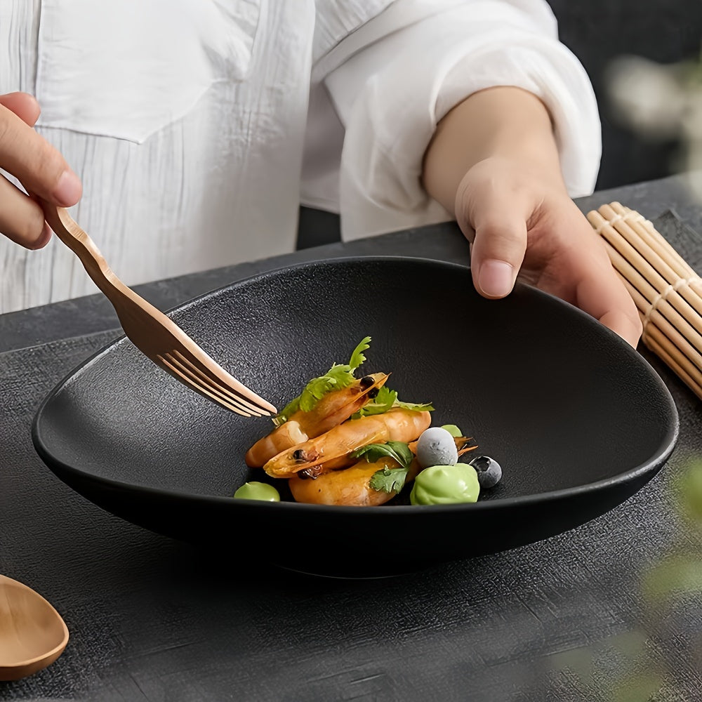 1 Piece Japanese Fruit Salad Bowl, Creative Triangular Salad Bowl Plate, High-End Frosted Black Dinner Plate, Novel Dessert Bowl 16.9oz – Unique Salad Dish