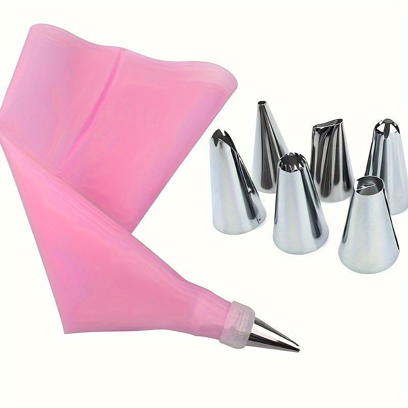 Reusable EVA Piping Bag Set with Stainless Steel Nozzles, Cake Decorating Tools for Puff Cream Icing