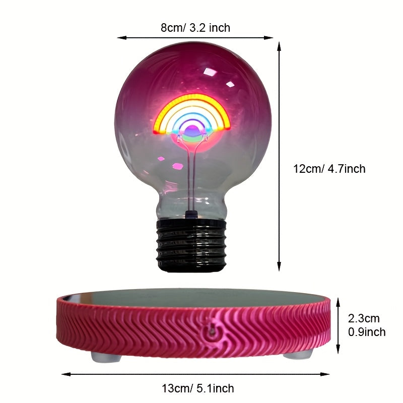 Rainbow magnetic levitation bulb, with full-angle automatic rotating light source, unique gift for home and office decoration