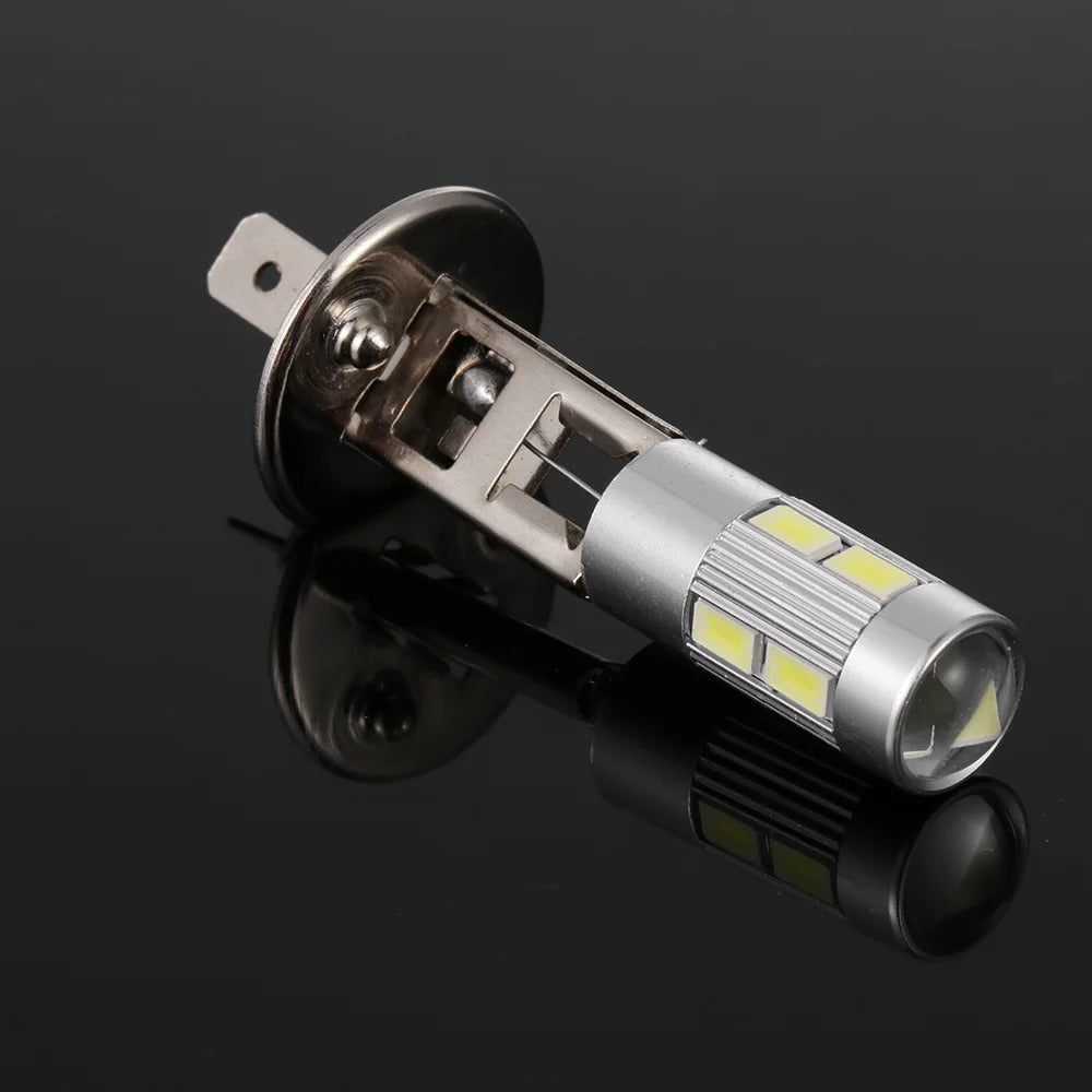 2 Pcs H1 LED Car Fog Light Headlight Bulbs, Auto Light Accessories, 6000K DC12V, 5630 SMD 10 LEDs H1 Bulb