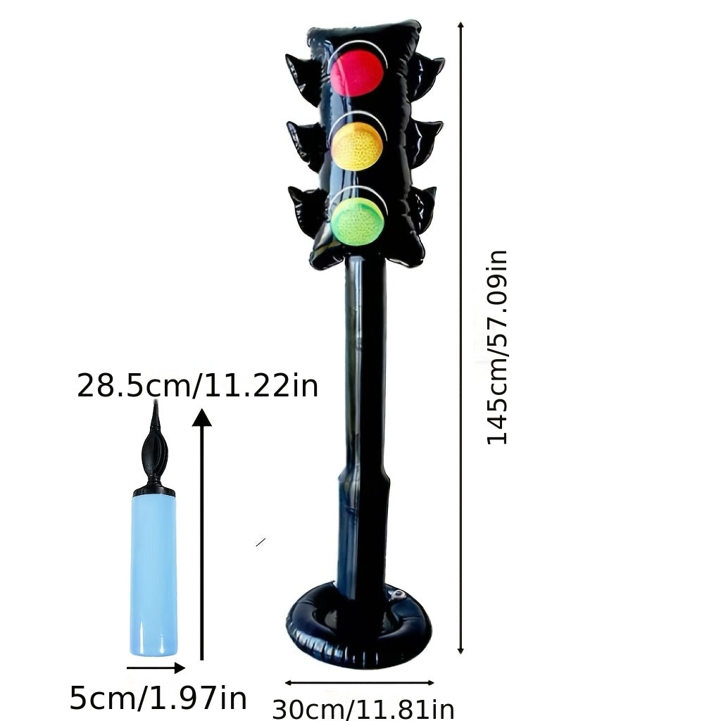 2-Pack 57 Inch Giant Inflatable PVC Traffic Light Model, Creative Racing Birthday Party Decoration, Red Yellow Green Inflatable Traffic Signal Light, Ideal for Christmas Easter Holiday & Birthday Party Decor with Air Pump