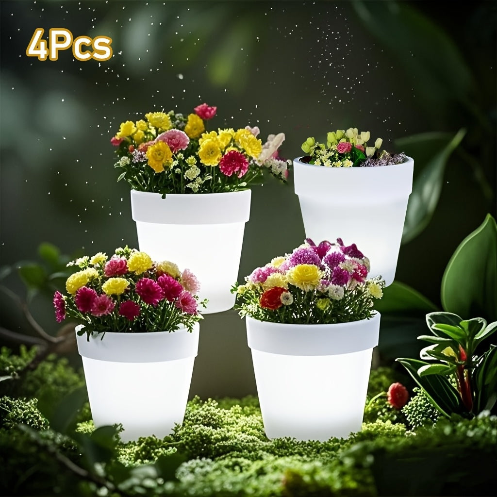 2/4 Sets Solar 4LED Flower Pot Light - Multifunctional Indoor and Outdoor Decoration, IP44 Waterproof, Suitable for Table, Bedroom, Living Room and Garden - Ideal Halloween Christmas Gift