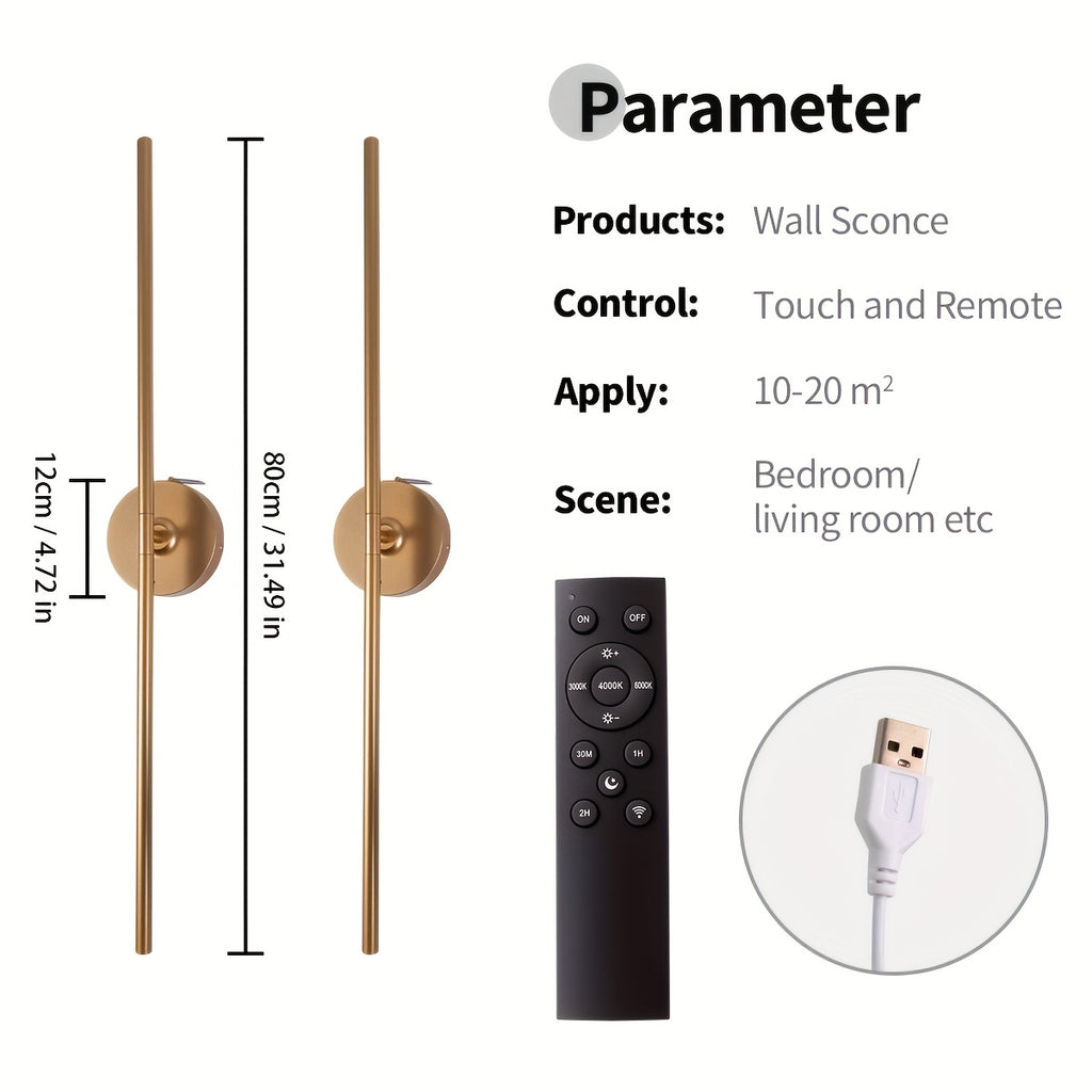 No-Disassembly Wall Light / 360° Rotating Wireless Wall Light, Powered by Removable Rechargeable Battery: 3000K-6000K Multi-Level Brightness, Touch & Remote Control Wall Light / Mirror Light, with Memory Function and Timer