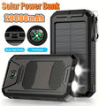 Portable Solar Mobile Phone Charger, Camping External Battery Charger for Mobile Phones, 2 USB/ LED Flashlights with Compass for Outdoor Activities, 19800/ 29800mAh Portable Solar Power Bank, the Best Gift for Festival