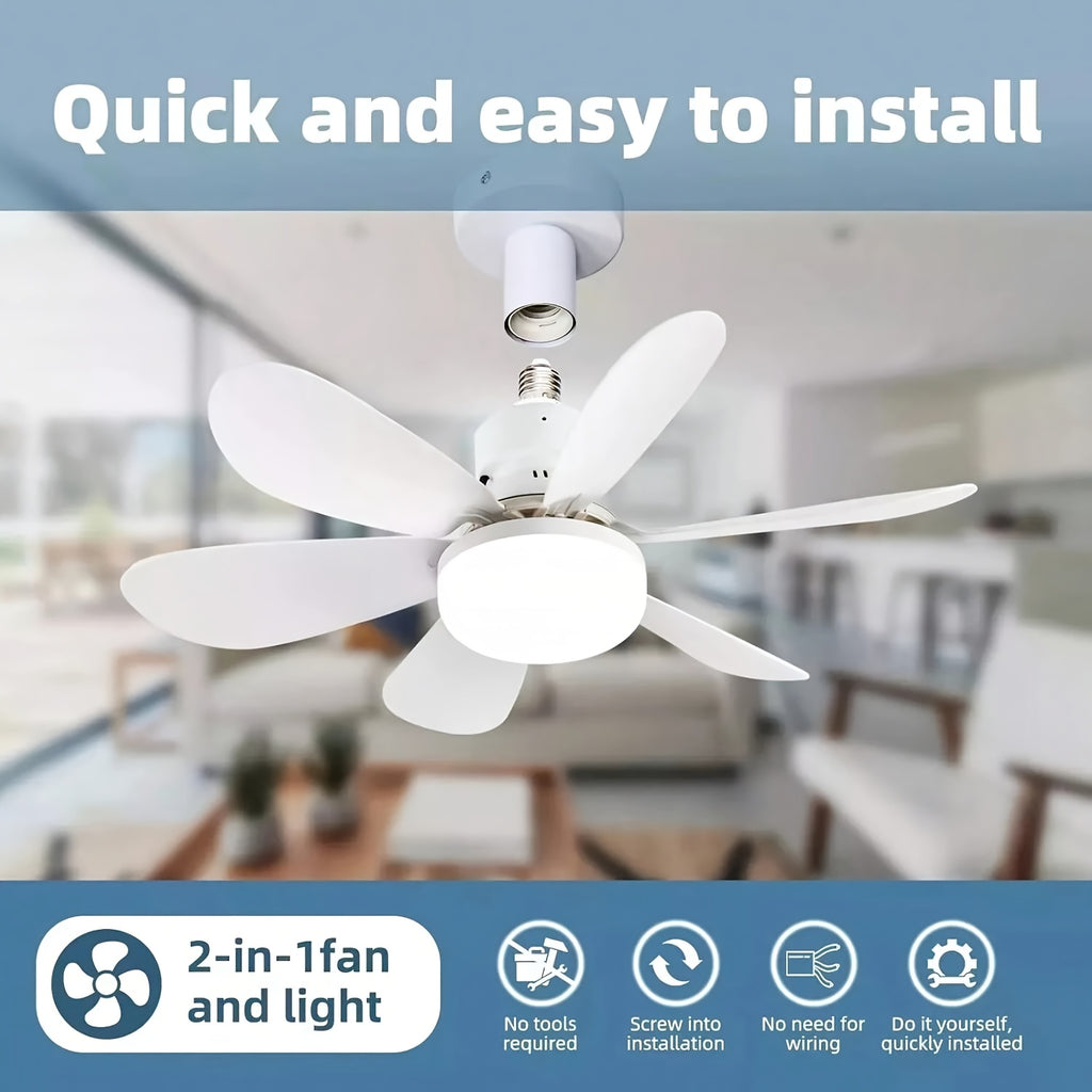 1pc Modern Remote Ceiling Fan Light, 3000K-6500K Dimmable Color Changing, Quiet E26/E27 Easy Install, Small Base Bulb Replacement, for Bedroom Kitchen Living Room