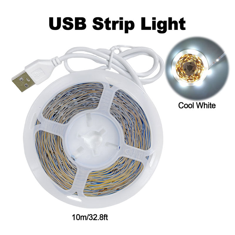 USB LED燈條，冷白光和暖白光 - 長度可選，簡易安裝，打造舒適臥室、充滿活力的客廳、現代廚房和創新辦公室