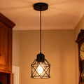 Vintage industrial pendant light chandelier - height adjustable, black metal basket, modern semi-flush mount pendant light for kitchen, dining room, bar decoration, hardwired, 85-265V, includes mounting hardware, kitchen lighting, bulb not included