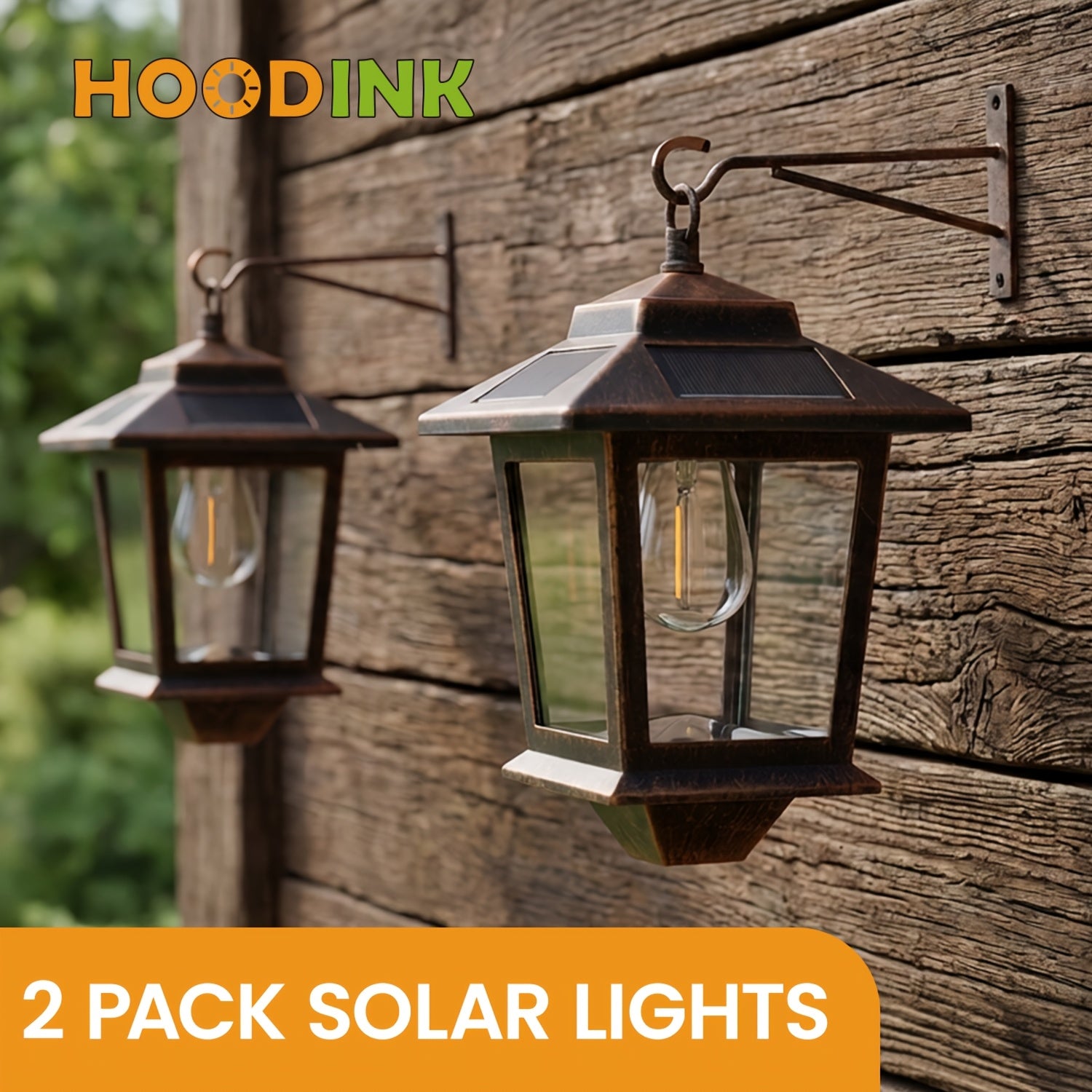 2 Pack Solar Wall Light Set, Designed for Outdoor Use, Equipped with 4 Solar Panels, LED Light Runs from Dusk to Dawn, Rustproof and Waterproof, Hooks Included