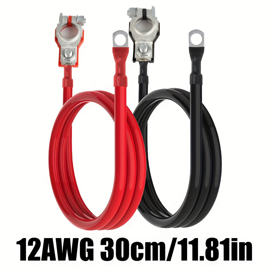 10AWG/12AWG Battery Inverter Cable & Terminal Connector, Car Battery Terminal, Universal Top Post Negative Positive, RV - 30cm/11.81in, 50cm/19.68in, 1m/43in, Suitable for Car, Truck, Motorcycle, Solar Battery, No Battery Required