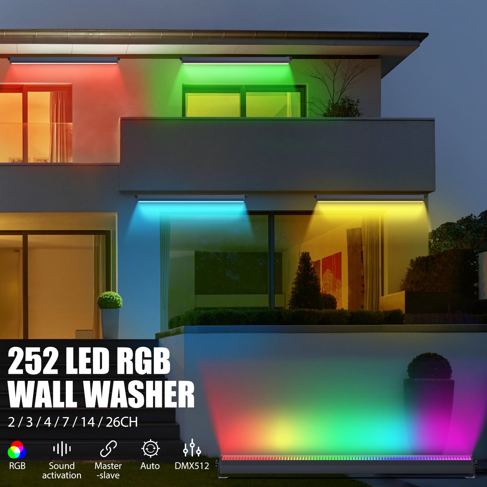 180W 252LED RGB Wall Washer Light Bar, Suitable for DJ Events, Concerts, Parties, Weddings, Nightclubs, Dance Halls and Christmas Celebrations