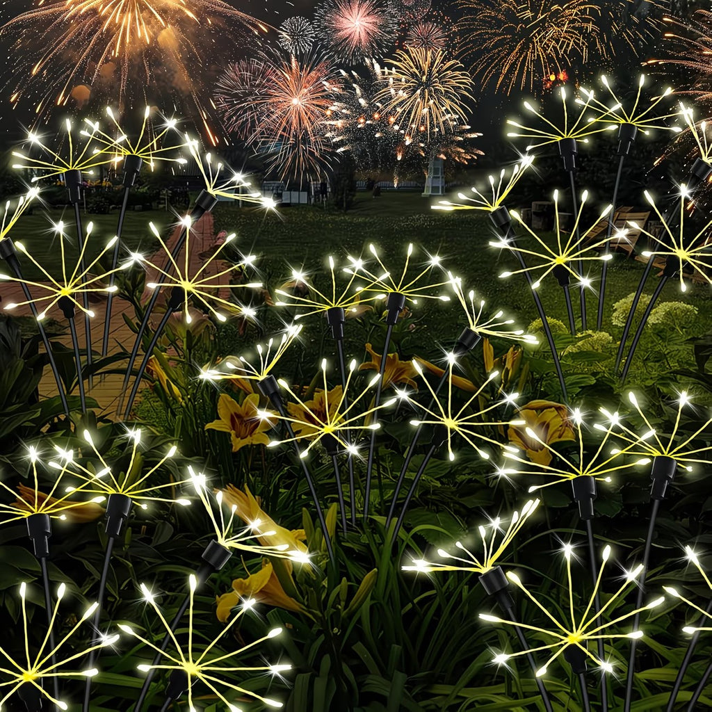 New Solar Fireworks Ground Insert Light, Path Light, Solar Fireworks Swing Light, Landscape Spotlight, Solar Dandelion Fireworks Fairy Light, Semi-Flush Plastic Courtyard Lawn Light, Durable Plastic Structure, Perfect for Courtyard and Garden Decoration