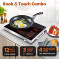 Electric Stove, Portable Single Burner Cooktop with Plug, Hot Plate Countertop Stove, 110V Infrared Burner, Child Safety Lock, Timer, Touch & Knob Control