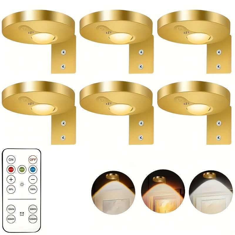 3/6 pack, black and gold cabinet light control set, ultra-thin 1cm (0.7 inch) thickness, rechargeable, magnetic design, display case light, showcase light, ambiance light, spotlight, puck light