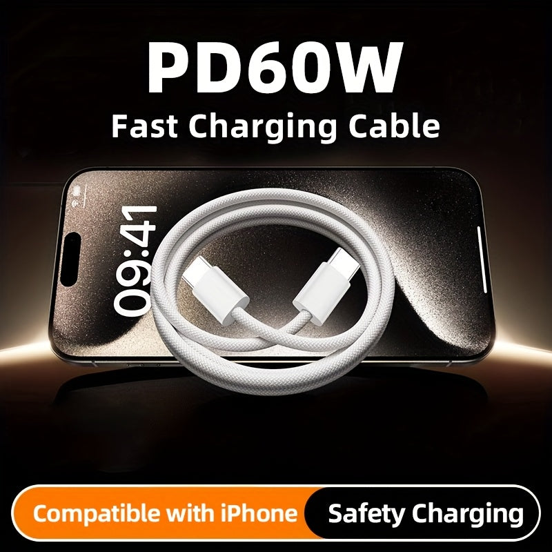 KAXOE 60W Fast Charging Cable Data Cable, Type-C USB To C PD Fast Charging Data Cable For IPhone 15 16 Series, For Samsung L Series Fast Charging Phone Tablet Length Data Cable