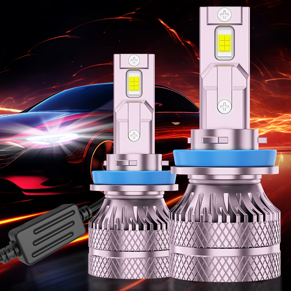2-Pack LED Headlight Bulb Combo 9005+9006, 12V/24V 5000K Double-Sided Super Bright COB Chips, No Battery Included, Car Lighting, Transparent Beam Light, High Performance Bulbs