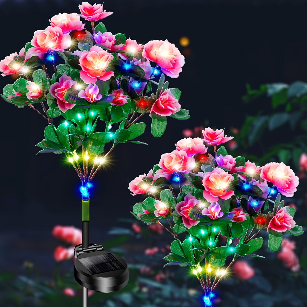 Solar Azalea Courtyard Light 2-Piece Set, IP65 Waterproof Outdoor Decoration, Suitable for Lawn / Patio, Holiday Gift (Christmas / Easter) for Mother / Wife