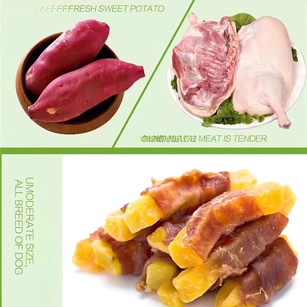 1包（400克/14.1盎司）鴨肉紅薯狗零食 - 高蛋白、健康易消化乾式訓練獎勵，適合小型、中型及大型犬 - 天然成分，無玉米、小麥、大豆，寵物咀嚼零食，乾式風味，鴨肉零食，紅薯點心