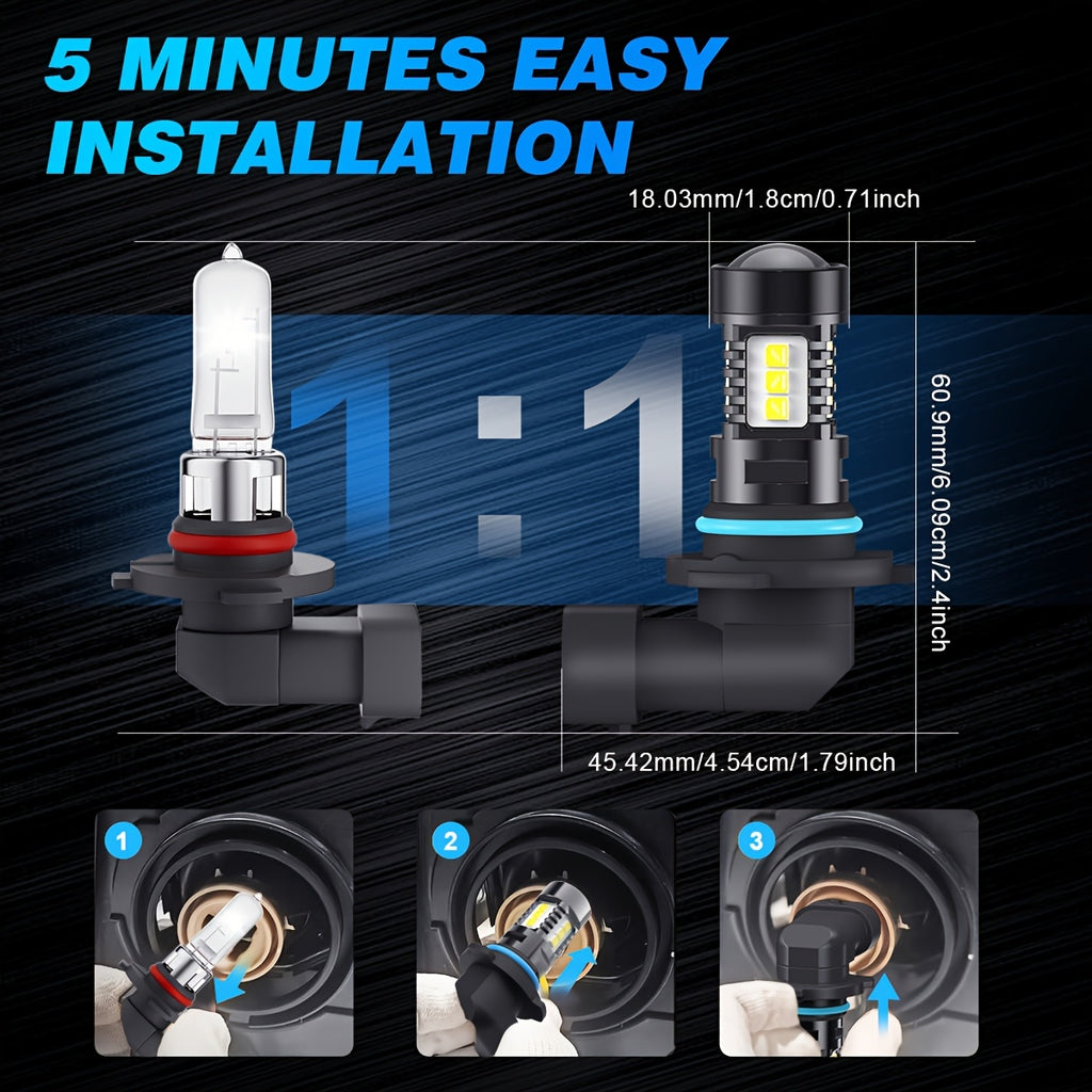 2Pcs LED Headlight HB4 9006 HB3 9005 Fog Lights Bulb 3030 Car Driving Running Lamp Auto Led Light 6500K 12V