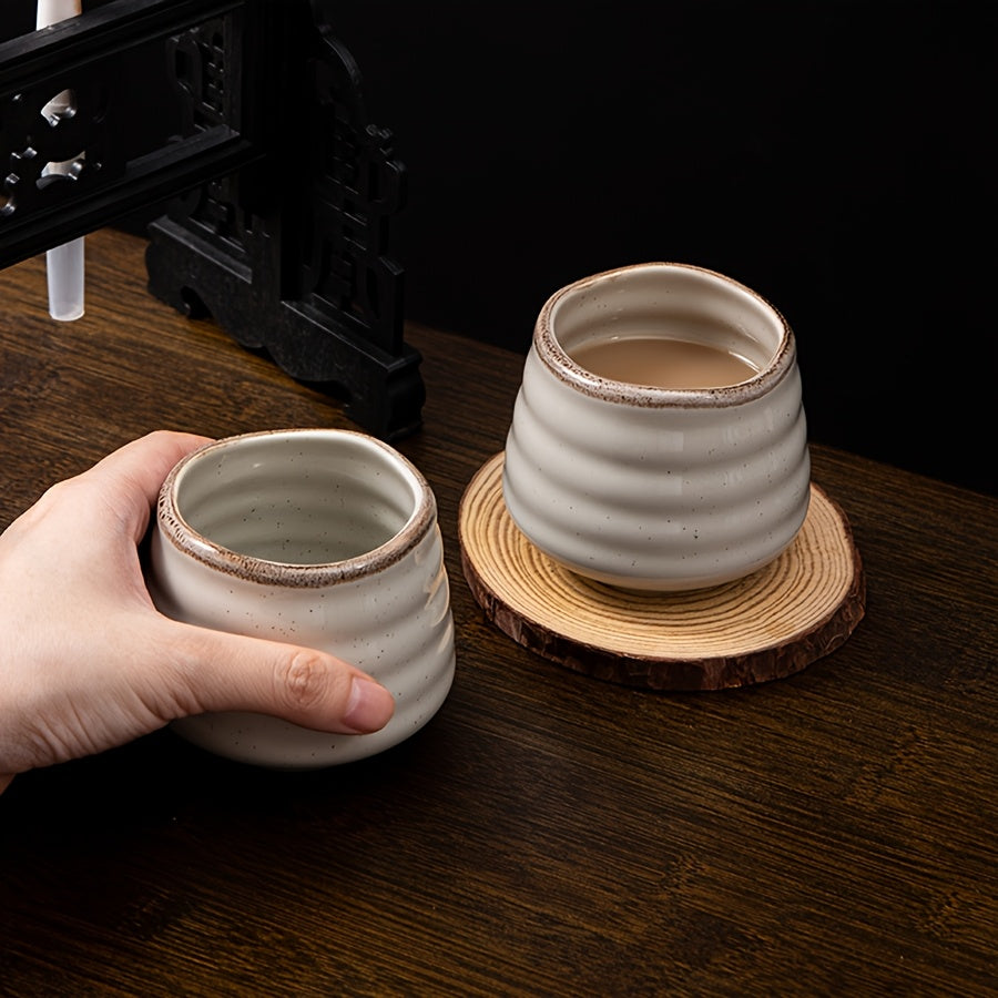 4pcs 130ml/5.4oz Japanese Retro Style Ceramic Tea Cup, Sake Cup Small Tea Cup, Espresso Cup, Handleless Porcelain Coffee Cup, Chinese Kung Fu Tea Cup Zen Style, Ideal for Home Tableware, Best Gift for Friends and Family