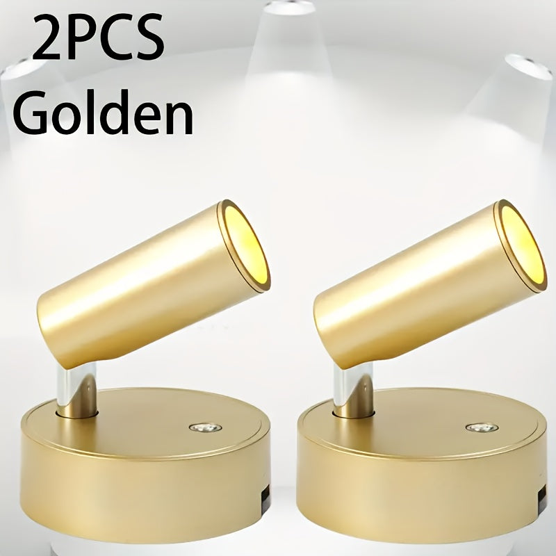2 modern touch LED spotlights, USB powered, semi-recessed/flat mount, wireless operation, dimmer compatible, suitable for living rooms, bedrooms, offices, cafes - energy-saving LED bathroom and kitchen lighting