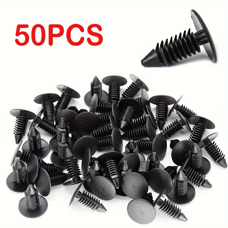 50/100-Pack 8mm Auto Plastic Barbed Christmas Tree Rivet Clips – Plastic Push Retainer Rivets, Bumper Clips, Fender Clips for GM & Ford