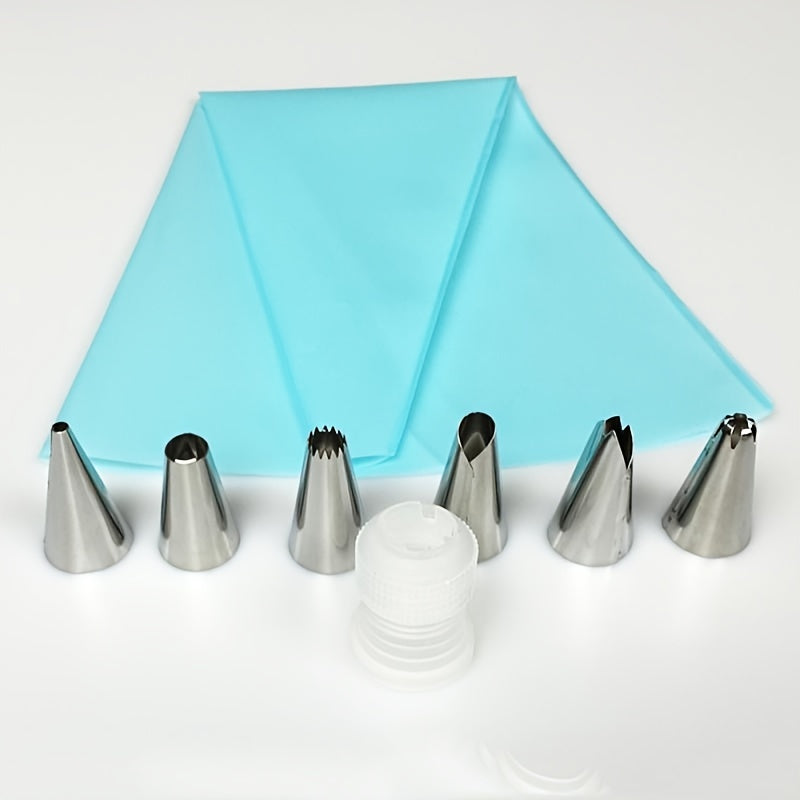 Reusable EVA Piping Bag Set with Stainless Steel Nozzles, Cake Decorating Tools for Puff Cream Icing