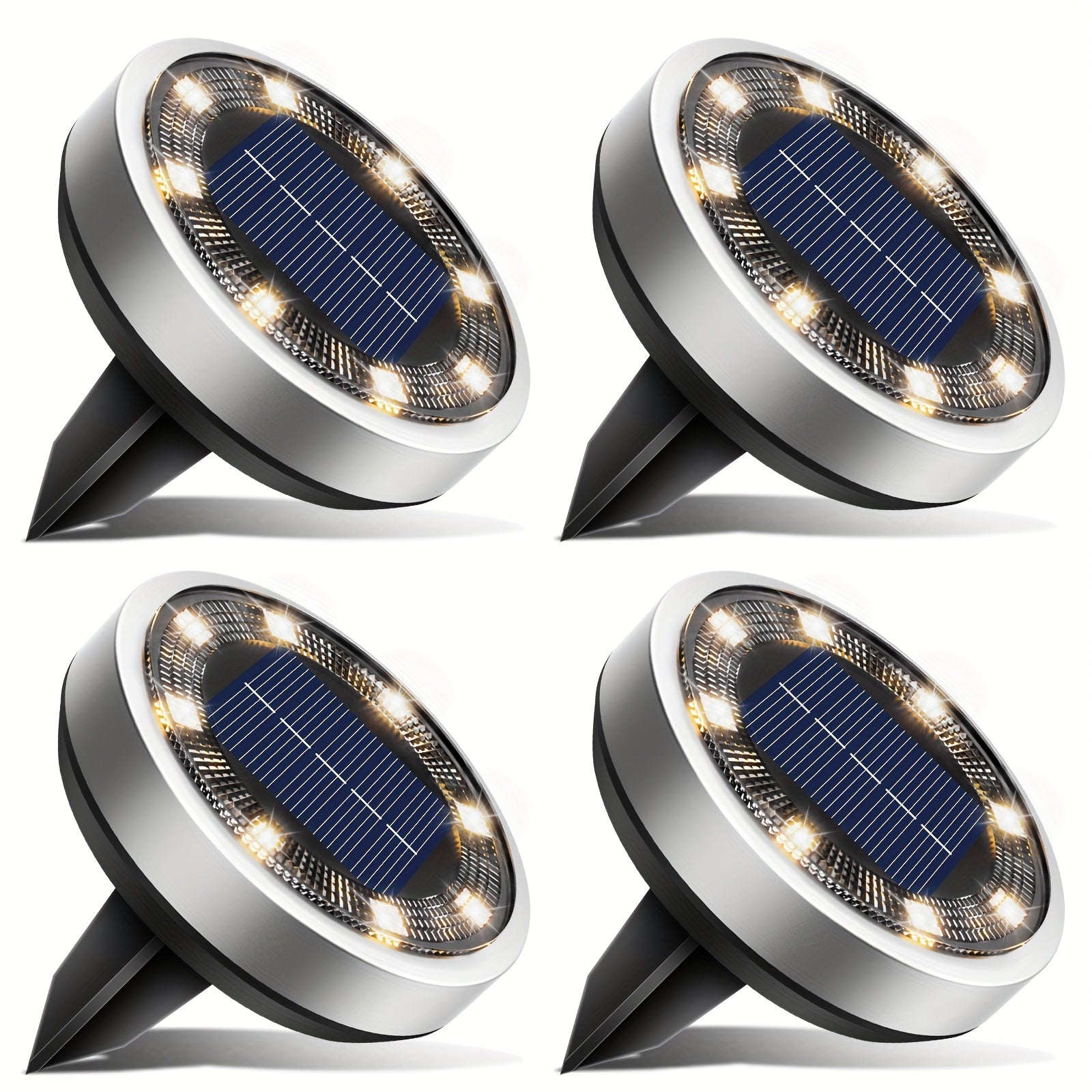 4/5/6/10/12/20pcs 8LED Super Bright Solar In-Ground Light (Regular/Mini Style) Outdoor IP44 Solar Powered Ground Light, Perfect for Garden, Backyard, Stairs, Pool, Walkway, Driveway, Pavement, Flower Bed, Auto On/Off, Easy Installation
