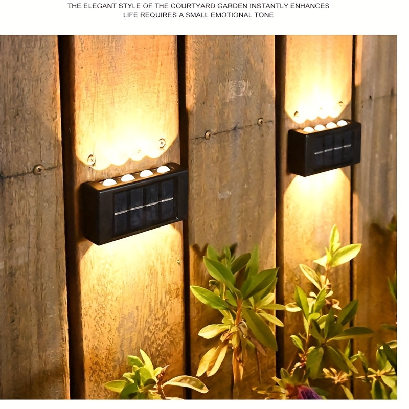 1-Piece 8-LED Solar Up and Down Wall Light, IP44 Outdoor LED Path Light, Suitable for Garden, Lawn, Courtyard and Fence Decoration – Light Up Your Courtyard with Solar Energy