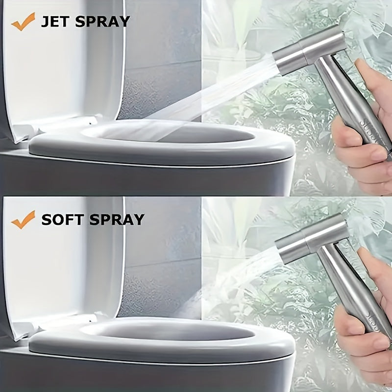 3-Piece Stainless Steel High Pressure Shower Head Set - With Handheld Bidet Sprayer & Bathtub Attachment, Modern Style, Diverter Control, Single Hole Deck Mount - Enhances Bathroom Cleanliness & Comfort