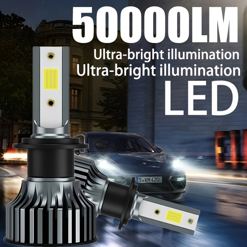 2-Pack 50000 Lumens H4 H7 H11 9005 HB3 9006 HB4 9004 9007 H13 High Power LED Car Bulbs 6500K 12V Car Light