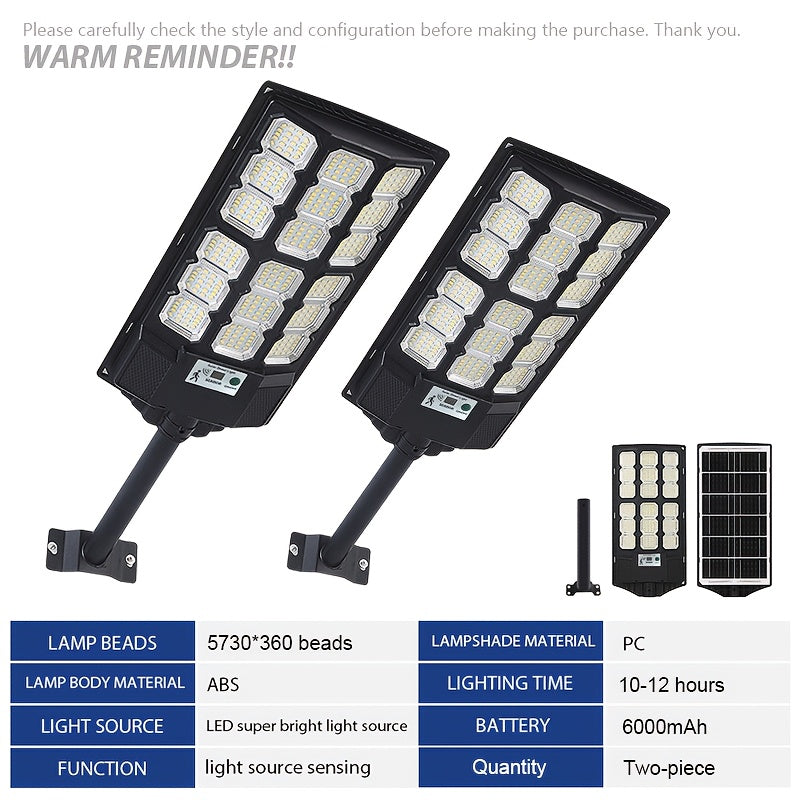 2 Pack / 1 Pack - Super Bright LED Solar Street Light, Outdoor Wall Lighting, Wide Angle Courtyard Light, with Motion Sensor and Remote Control Wall Light - Ideal for Commercial Streets, Parking Lots, Courtyards, Gardens, Garages, Farms