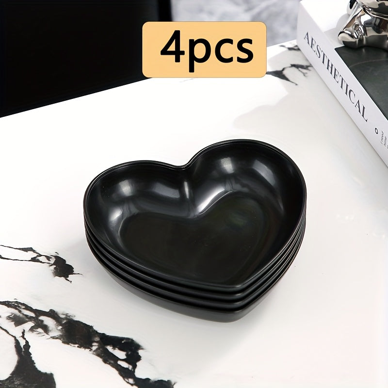 2/4/8 Pack Black Heart-Shaped Plastic Plates, Snack & Dessert Tray – Perfect for Living Room or Dining Table, Ideal for Candy, Nuts, Cake, Fruit & More – Great Choice for Birthday Parties, Christmas, Halloween