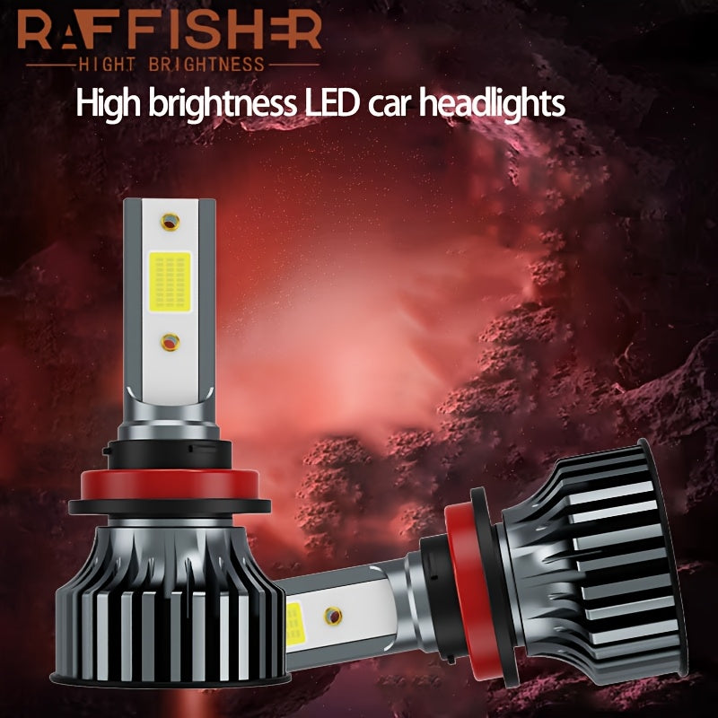 RAFFISHER 2-Pack H4 H7 LED Headlights, 480W High Power, 50000LM Brightness, Compatible with Canbus and Various Models Including H1, H11, H8, H9, HB3 9005, HB4 9006, 12V, 6000K Turbo Light, for Vehicles