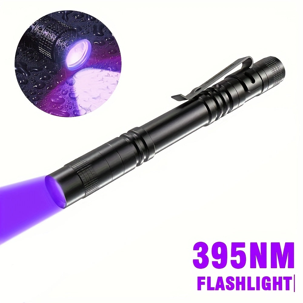 1 Piece 395nm UV Flashlight, IP55 Protection Rating Portable Flashlight, Pen Clip Design, Commercial Emergency Lighting Tool, Resin Curing Detector, Pet Detection, Scorpion Identification, Fishing & Minera