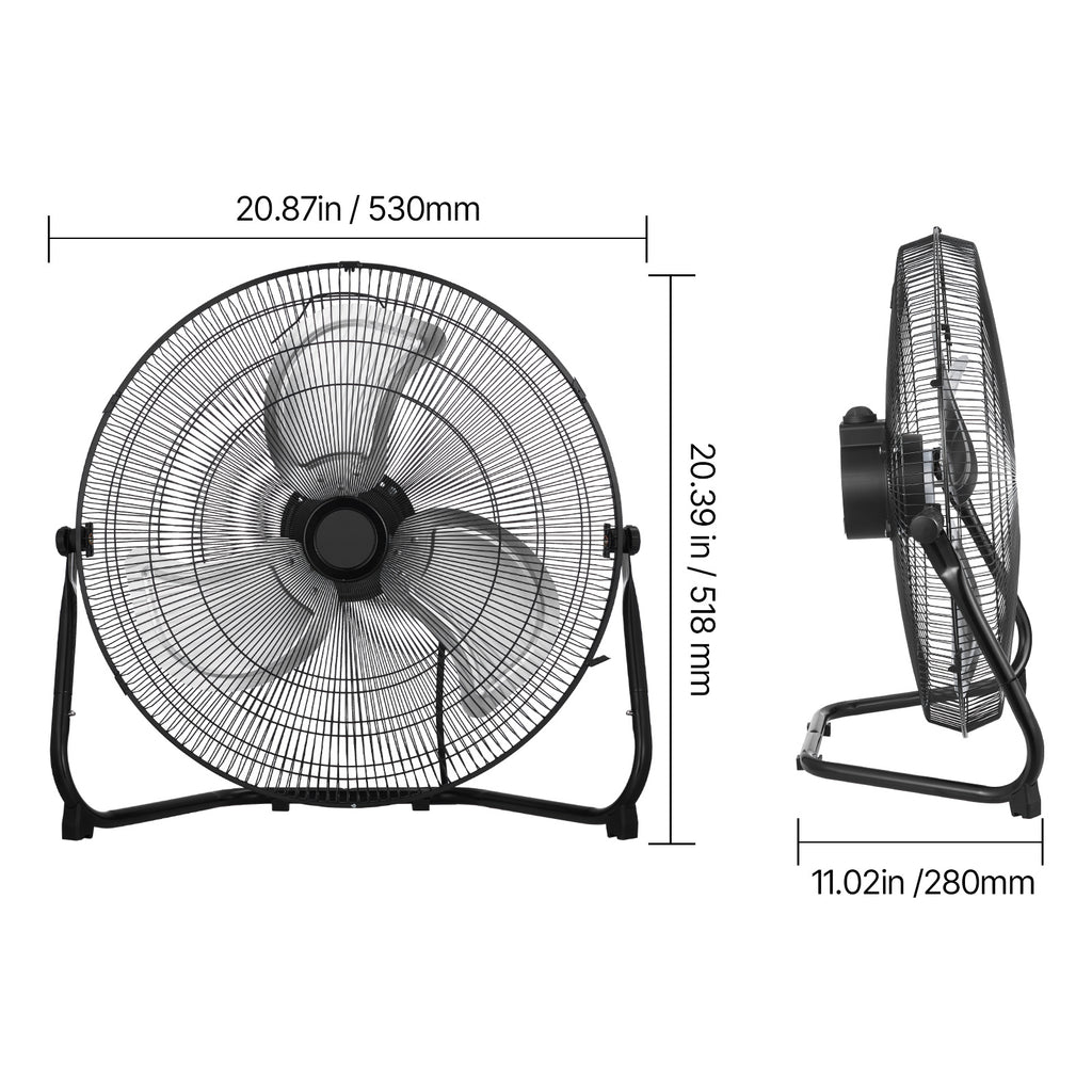 VEVOR 14-20 Inch Floor Fan, 3 Speed, 360° Adjustable Tilt, High Speed Industrial Fan, 1/2 Pack