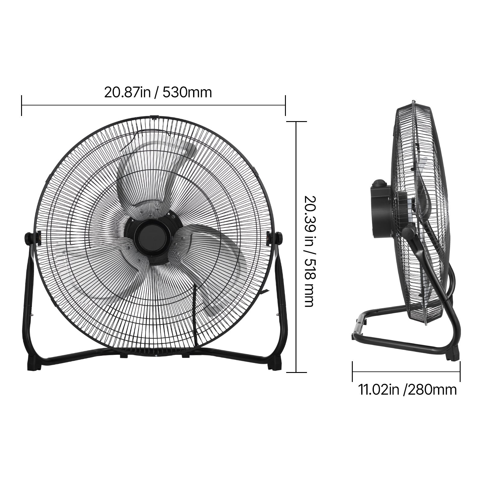 VEVOR 14-20 Inch Floor Fan, 3 Speed, 360° Adjustable Tilt, High Speed Industrial Fan, 1/2 Pack
