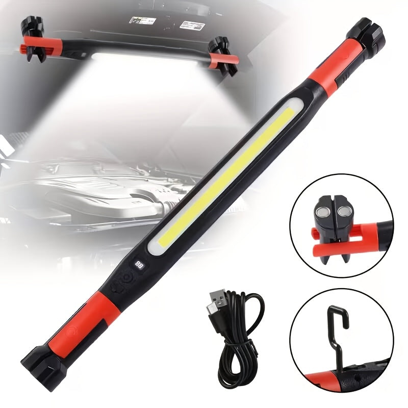 High Bright LED Work Light, 2000mAh Rechargeable Portable Flashlight, Magnetic & Hook Design Under Hood Work Light, Mechanic Light for Auto Repair Inspection Garage Workshop Emergency
