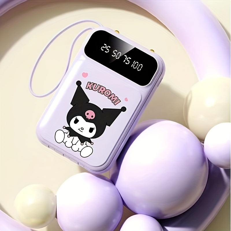 Hello Kitty Power Bank, Kuromi Power Bank 20000mAh Mini Cute Fast Charging Multifunctional, Built-in 4 Cables, Small Size Large Capacity, Kuromi Rechargeable Portable Mobile Phone Charger, Ultra-bright LED Lights, Suitable for IPhone/Android