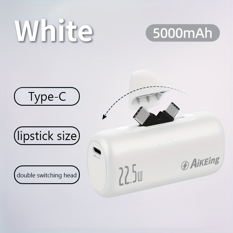 Aikeing 5000mAh 迷你行動電源，手機充電解決方案，iPhone 充電器，Type-C 相容行動電源，具備 LED 數位螢幕，適用於 iPhone 16/16 Plus/15 Pro/15 Pro Max/iPad Pro/Android 裝置