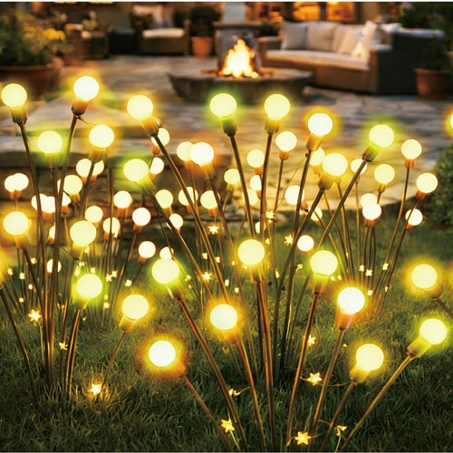 1 Set of 4 Pack Solar Firefly Lawn Light, Equipped with 32 Soft Glow LEDs, Featuring 8 Twinkling Modes, Automatically Charges During the Day and Lights Up at Night, Perfect for Various Outdoor Scenes such as Gardens, Courtyards