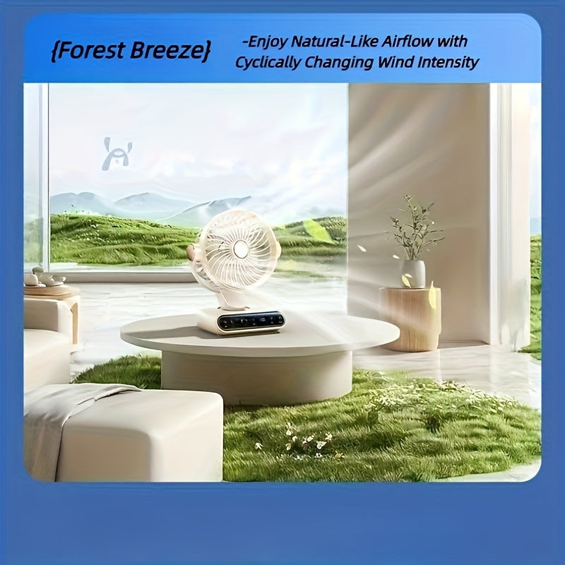 Smart Desktop Circulating Fan, 4 Modes & 100-Speed Stepless Adjustable Wind, Timing Function Long Battery Life, Suitable for Bedroom Office Living Room Outdoor Use