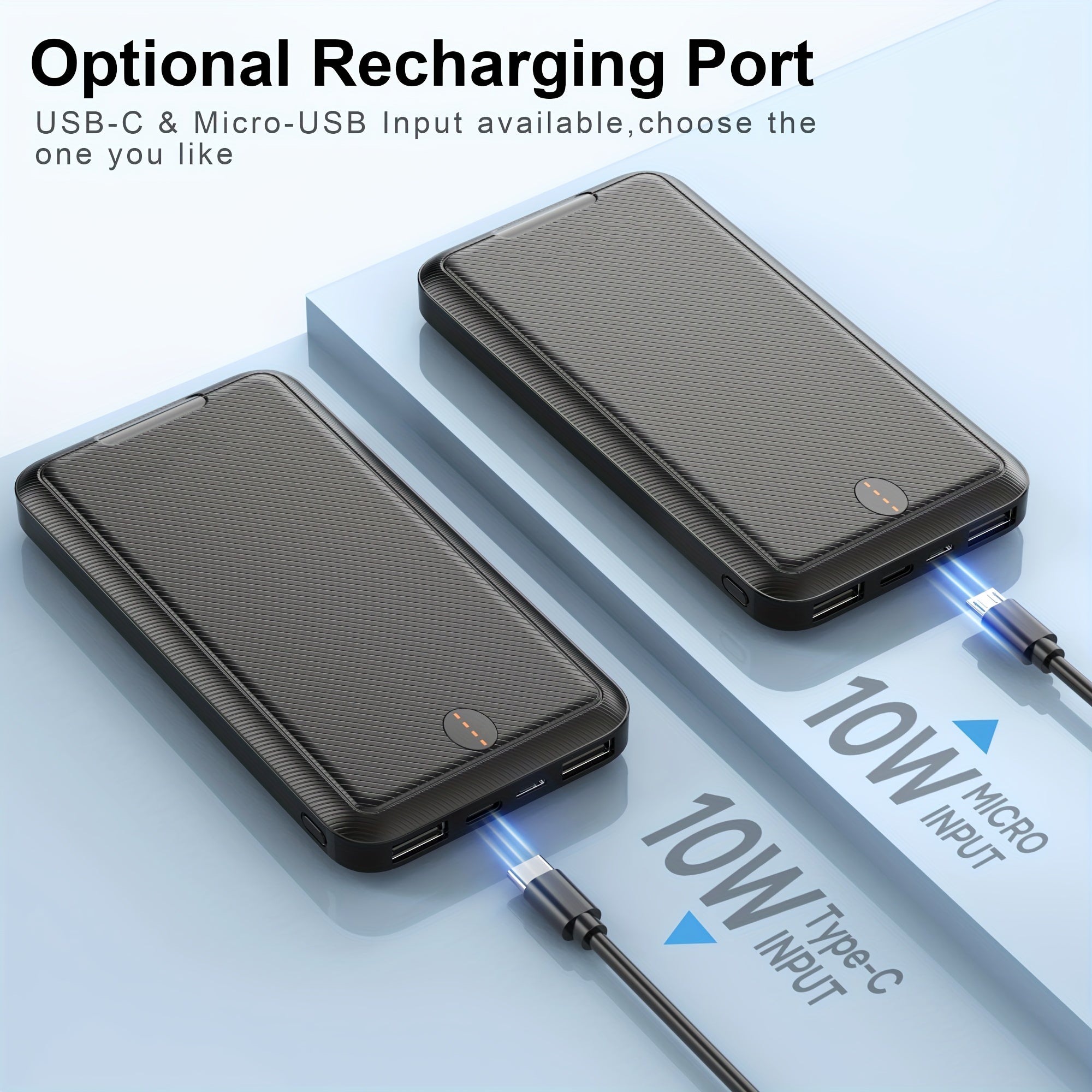 10000mAh Slim Power Bank, Ultra-Compact Portable Charger Dual USB Ports, Battery Pack for Smartphones, Tablets, Heated Clothes And More