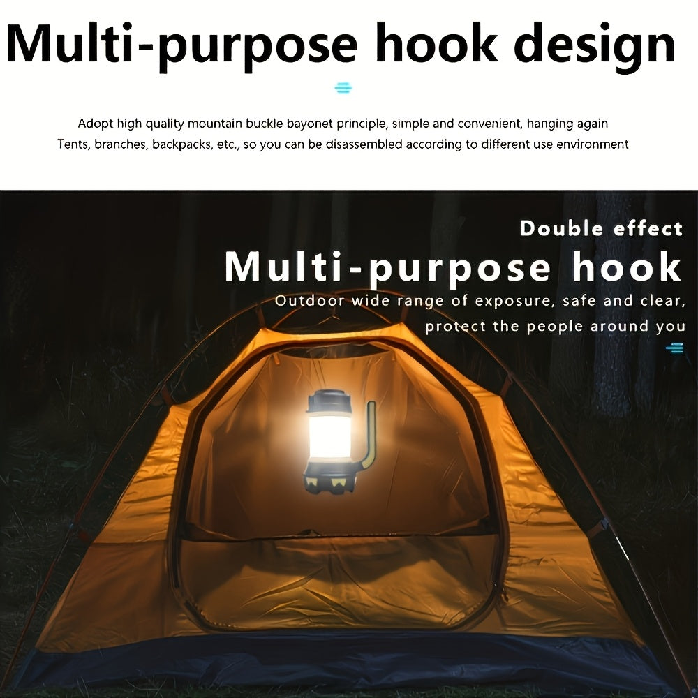 Rechargeable Flashlight Camping Lantern, 6 Lighting Modes, Super Bright LED Spotlight, 3000mAh Battery, Foldable Hook & Side Light, Handheld Torch for Emergency Power Outage Hiking Camping