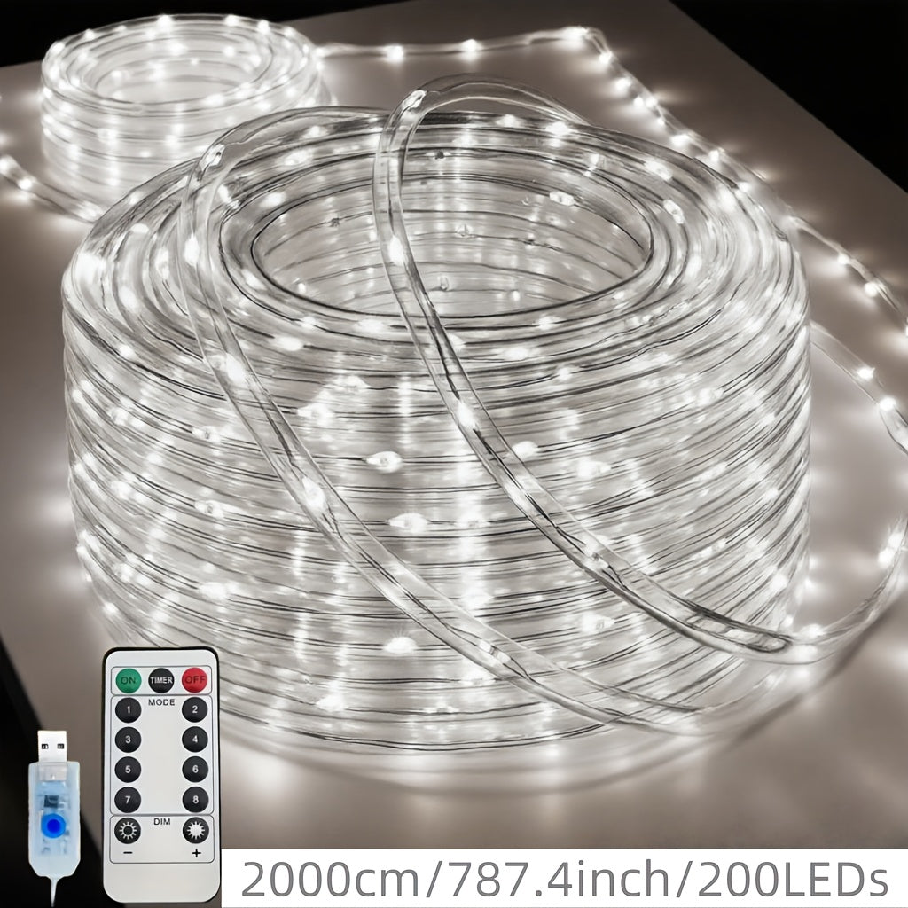 LED tube light, tubular light string, fairy light tube, DIY decorative light, USB powered, remote control, 8 lighting modes, adds ambiance to Christmas trees, parties, Christmas, carnivals, weddings, anniversaries, birthdays and other scenes